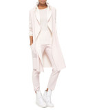 Long Oversized Reversible Cashmere Cardigan Coat, Flamingo/Pelican