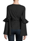 Anastasia Lace-Up Top, Black