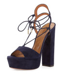 Austin Plateau Suede Platform Sandal, Ink