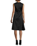 Sleeveless Bird Fil Coupe Dress, Midnight
