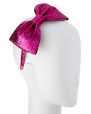 girls' glittered large bow headband, sweetheart pink