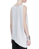 Silk Asymmetric Draped Shell, Plus Size