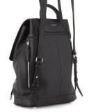 Pilot Leather Flap-Top Backpack, Black