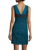 Bicolor Lace Paneled Sheath Dress 