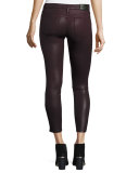 The Icon Coated Skinny Ankle Jeans, Deep Orchid