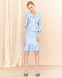 LS NOTCHCLR TWD SKIRT SUIT W