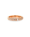 18K Rose Gold Ring with White & Champagne Diamonds, Size 6.5