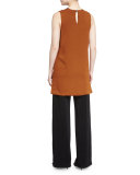 Elastic-Waist Wide-Leg Pants, Black/White