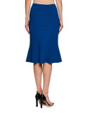 Ottoman Knit Flare-Hem Skirt, Electric Blue