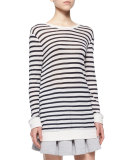 Long-Sleeve Striped Tee, Ink/Ivory