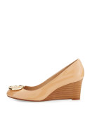 Twiggie Logo Patent Wedge Pump, Light Oak