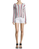 Le Cutoff Rolled-Hem Shorts, Blanc