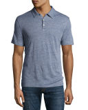 Calluna Tonal-Colorblock Linen Polo Shirt