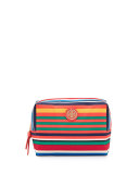 Brigitte Striped Nylon Cosmetic Bag, Multicolor