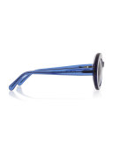San Francisco Transparent Oval Sunglasses, Dark Blue