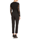 Beaded Illusion Lattice Jumpsuit, Black