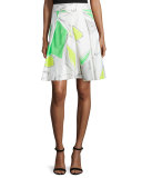 Clarisa Floral-Print Skirt, Green/Multi