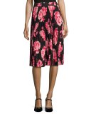 rosa floral pleated chiffon skirt, multicolor
