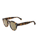 Leonard Round Mirrored Sunglasses, Tortoise/Gold