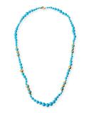 Pearly Chain Rosary Necklace, Turquoise