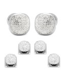 White Preciosa Pave Cuff Links & Stud Set