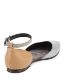 Monili Ankle-Wrap d'Orsay Flat, Silver