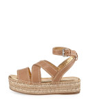 Crisscross Leather Espadrille Sandal, Natural