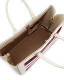 Pandora Vitello Leather Tote Bag, Beige
