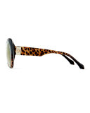 Two-Tone Leopard-Print Butterfly Sunglasses, Brown