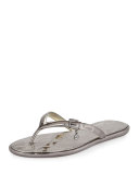 Emory Buckle Flat Thong Sandal, Gunmetal