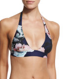 Floral-Print Banded Halter Swim Top