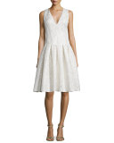 Sleeveless V-Neck Pleated Cocktail Dress 