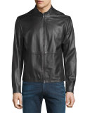 Cropped Leather Jacket, Black