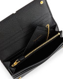 Textured Leather Continental Wallet, Black (Nero)