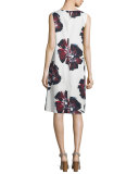 Palmer Sleeveless Brava Blooms-Print Dress, Cloud/Multi