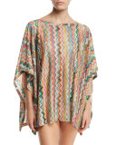 Zigzag Short Tunic Coverup, Multicolor