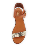 Barra Leather Ankle-Strap Sandal, Camel