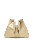 Duplex Calfskin Hobo Bag, Heathered Stone