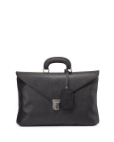 Saffiano Leather Briefcase, Black 
