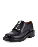 Saxon Zip-Front Leather Loafer, Black