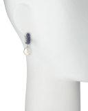 Aura Tanzanite & White Pearl Earrings