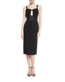 Sleeveless Keyhole Midi Dress, Black