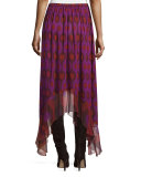 Louella Handkerchief-Hem Silk Skirt, Parry Petite Amethyst