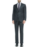 Check Wool Suit, Gray 