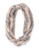 Rabbit Fur Infinity Scarf, Gray Multicolor