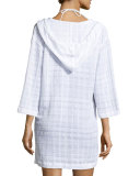Tonal Plaid Cotton Hooded Coverup Tunic