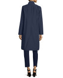 Organic-Cotton/Nylon A-line Knee-Length Jacket, Plus Size