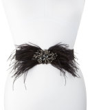 Lucia Stretch Belt w/Jeweled Feather Pin