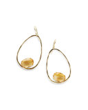 18K Rock Candy Tipped Oval Wire Earrings