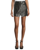 Danae Leather Button-Front Miniskirt